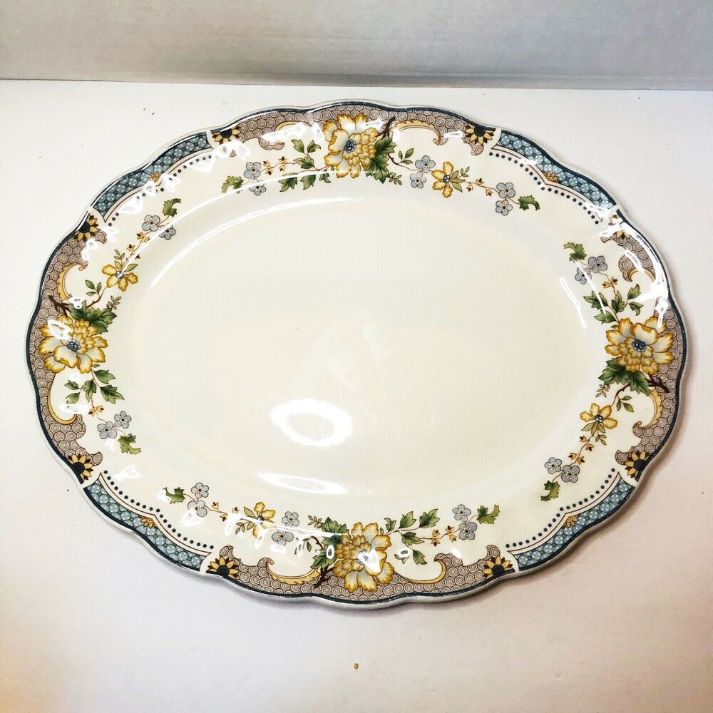 Royal Doulton Majestic Collection Temple Garden Oval Platter 13 Inches Farmhouse